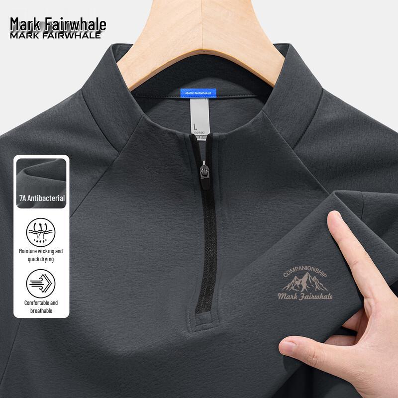 Mark Hua Fei Men s Half-Zip Quick-Dry Long Sleeve Sports Top M