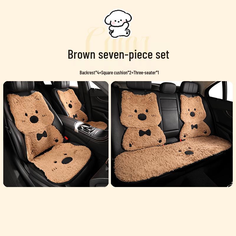 West Highland Cartoon Puppy Plush Car Seat Cushion - Winter Warmth Universal Cover