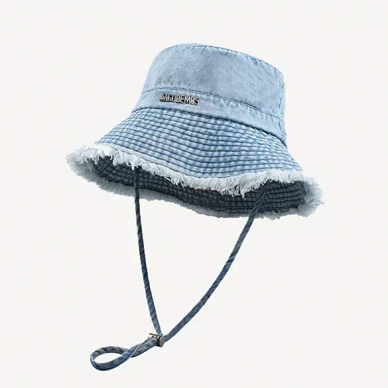 Old Rough Edge Bucket Hat Spring and Autumn New Retro Hat Women's Casual Versatile Basin Hat Washed Denim Hat