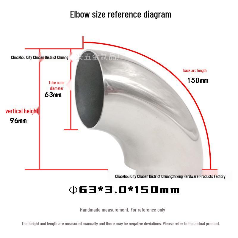 304 Stainless Steel 90° Elbow for Exhaust and Handrail Systems