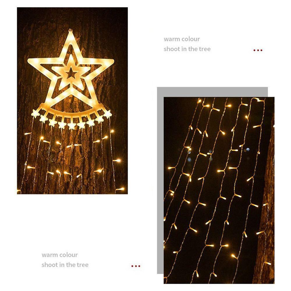Warm White Christmas Tree Light USB Charging With Remote Waterfall Star Lights Waterproof Indoor Yard Party Garage