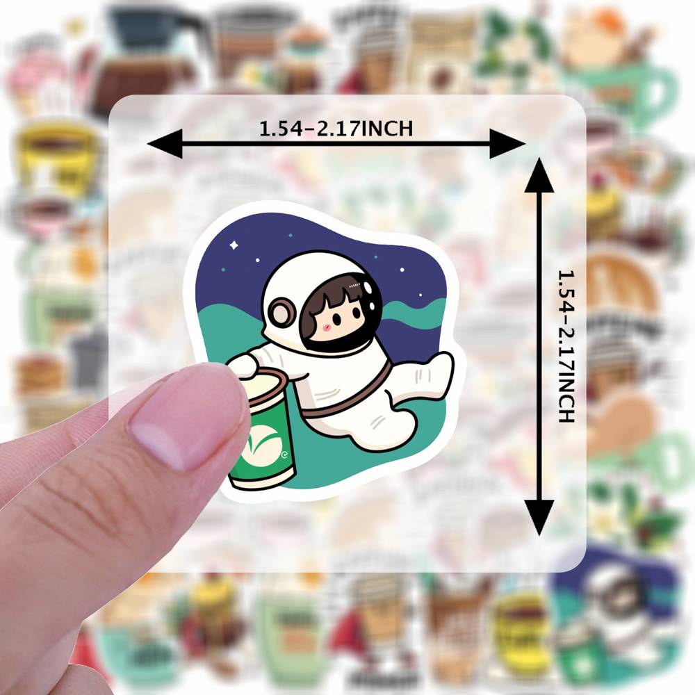 35pcs-50pcs Cartoon Beverages Stickers Cute Coffee  Stickers DIY Stickers For DIY Phone Laptop Scrapbook Bike Guitar