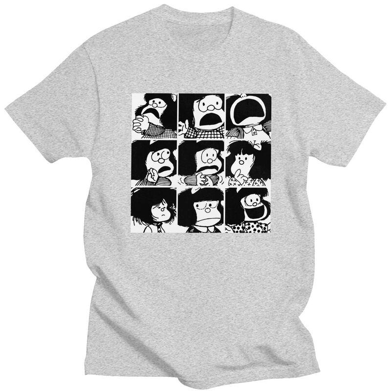 Custom Quino Comic Cartoon Mafalda T Shirts for Men Pure Cotton Tees Tshirt ShortSleeve Fashion Tshirt