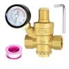 A96I-Water Pressure Regulator 1/2 Inch With Gauge, Hardness Brass, Adjustable Water Pressure Reducing Valve Water