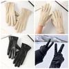 Soft Black Thickened Gloves  Beige Finger Mittens PU Anti-cold Gloves  Outdoor Sport