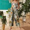 Women's Fashion  Floral Printed Pocket Button Camisole Jumpsuit