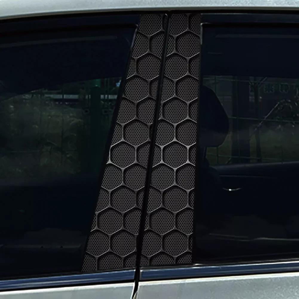 2 BUC Autocolant Impermeabil pentru Stâlpul B al Mașinii Model Fagure Acoperire Decorativă pentru Coloana Centrală a Vehiculului Rezistent la Zgârieturi Autocolant PET DIY