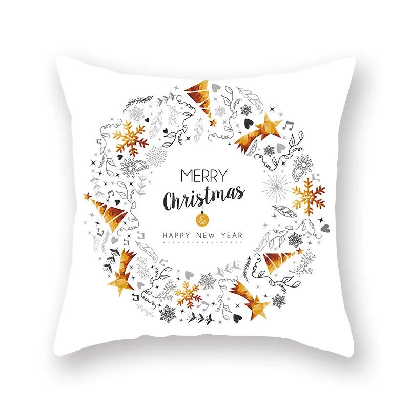 Cushion Golden Christmas Pillowcase Car Sofa Bed  Decorative Sofa Cushion Covers Navidad  Cover