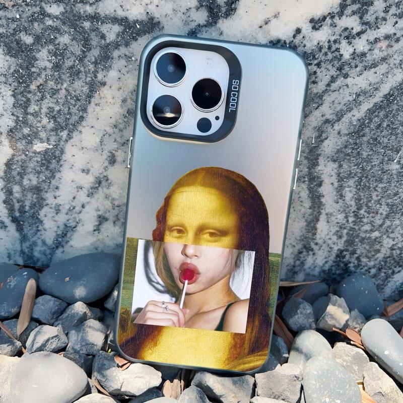 Art Aesthetic David Mona Lisa Phone Case For iPhone 16 15 14 13 Pro Max Mini 15 14 Plus 12 11 Pro Max Shockproof Laser Cover