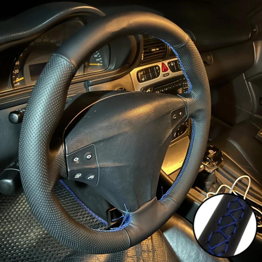 Customized Car Steering Wheel Cover C-Class Kompressor 2001-2006 Non-Slip Car Hand-sewn Steering Wrap For Mercedes-Benz W203