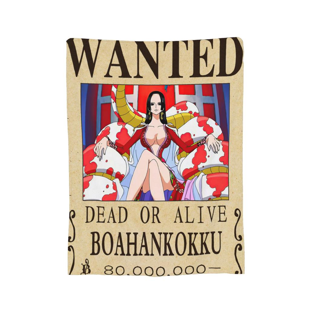 Anime One Piece Wanted Posters Blanket Fleece Decoration  Portable Ultra-Soft Throw Blankets for Bedding Office Bedding Throws
