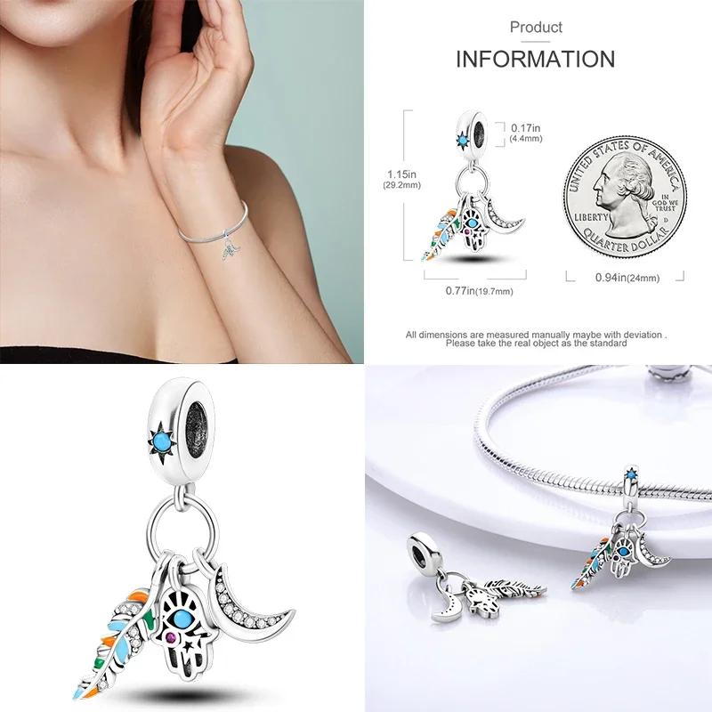 925 Silber Glühwürmchen Libelle Eule Anhänger Kleeblatt Herz Zirkon Farbperle für Original Armband Anhänger Schmuck