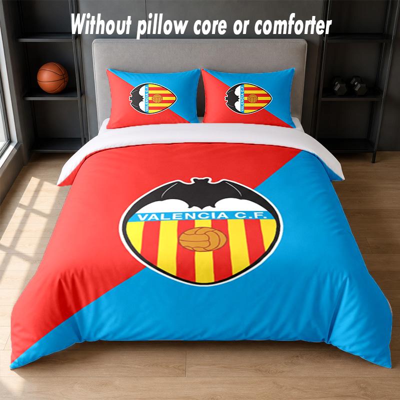 Valencia FC Design Bed Bedding Set 1 Duvet Cover + 2 Pillowcases Soft Breathable Household Bed Linens