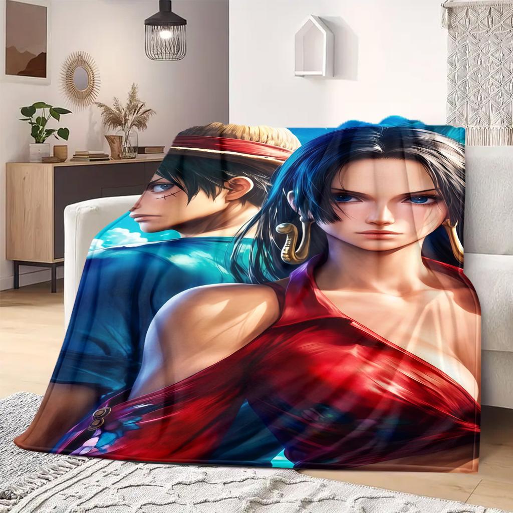 Luffy D and Nico Robin Print Blanket Warm Comfortable Flannel Blanket Suitable for Bedrooms,Sofas, Beds,Chairs,Travel -QIAO52