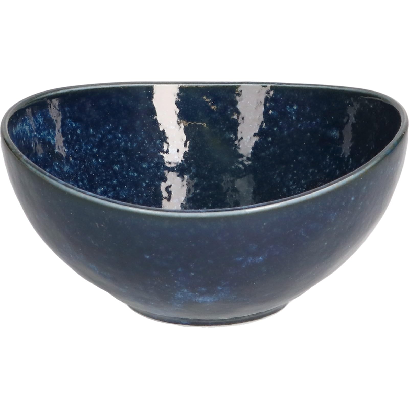 

Mino ware small oval Japanese dishwasher microwave kiln dark made in Japan bowl, tableware, plate, bowl, approx. 14cm, safe, safe, blue, 132-0016