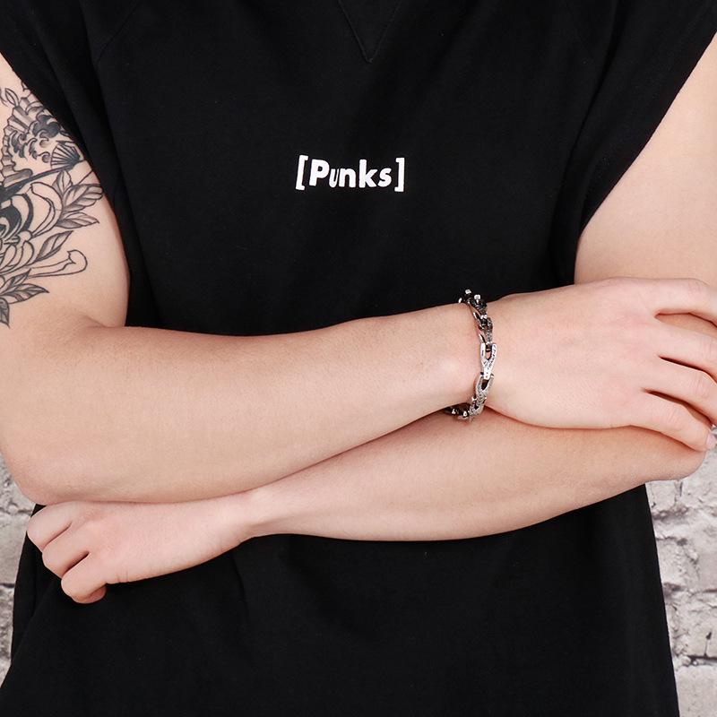 Męski Zestaw Bransoletki i Naszyjnika ze Stali Tytanowej w Stylu Retro Wężowy Splot