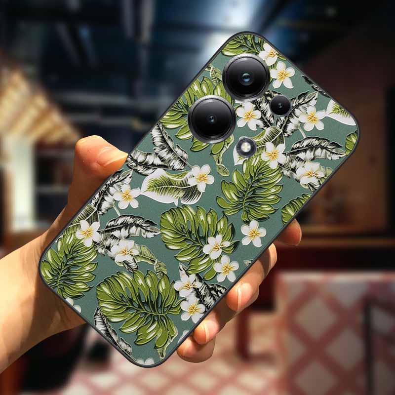 For Xiaomi Redmi Note 13 13pro 5G Case 3D Relief Flower Emboss Soft Silicone Cover For Redmi Note 13 pro Plus Owl interest Cases