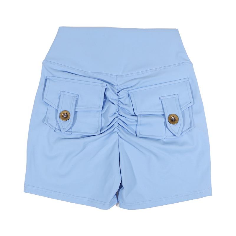 Fitness-Shorts mit Taschen Scrunch Butt Push Up Biker-Shorts für Damen Workout High Waist Yoga-Shorts