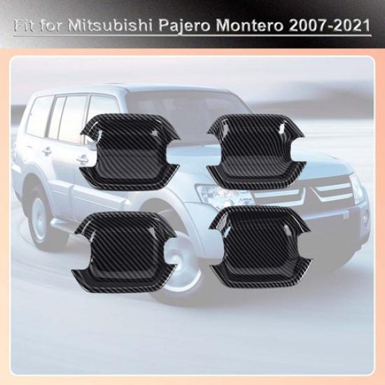 For Mitsubishi Montero Pajero 2007-21 Door Handle Bowl Cover Trim Carbon Fiber