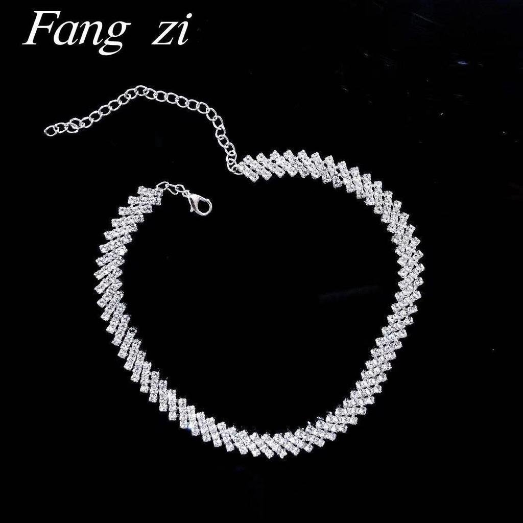 Elegante Diamant-Choker-Halskette - Japanischer & Koreanischer Stil Trendige Schlüsselbeinkette