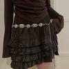 Inspired Vintage Silver Leaf Design Metal Waist Chain For Women Chic Bohemian