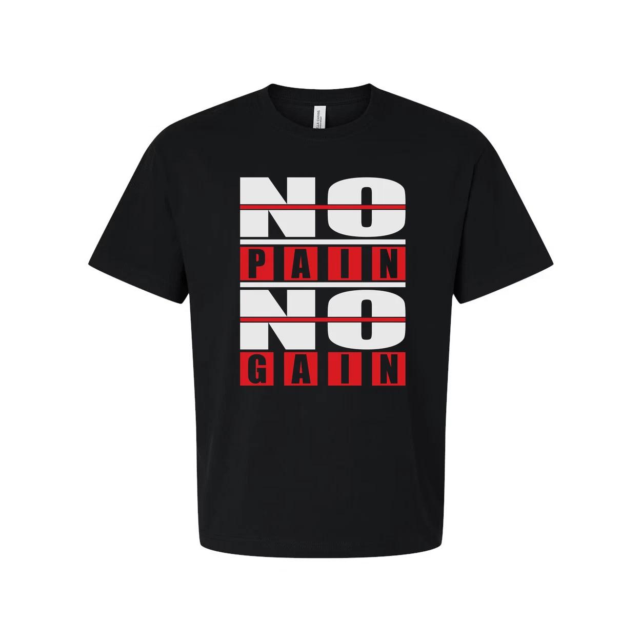 No Pain No Gain Unisex Graphic T Shirt Short Sleeve White Cotton Tee For Workout S