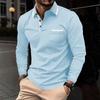 Men's Spring and Autumn Daily Casual Splicing Pocket Solid Color Lapel Long-sleeved Large Size Polo Shirt for Men