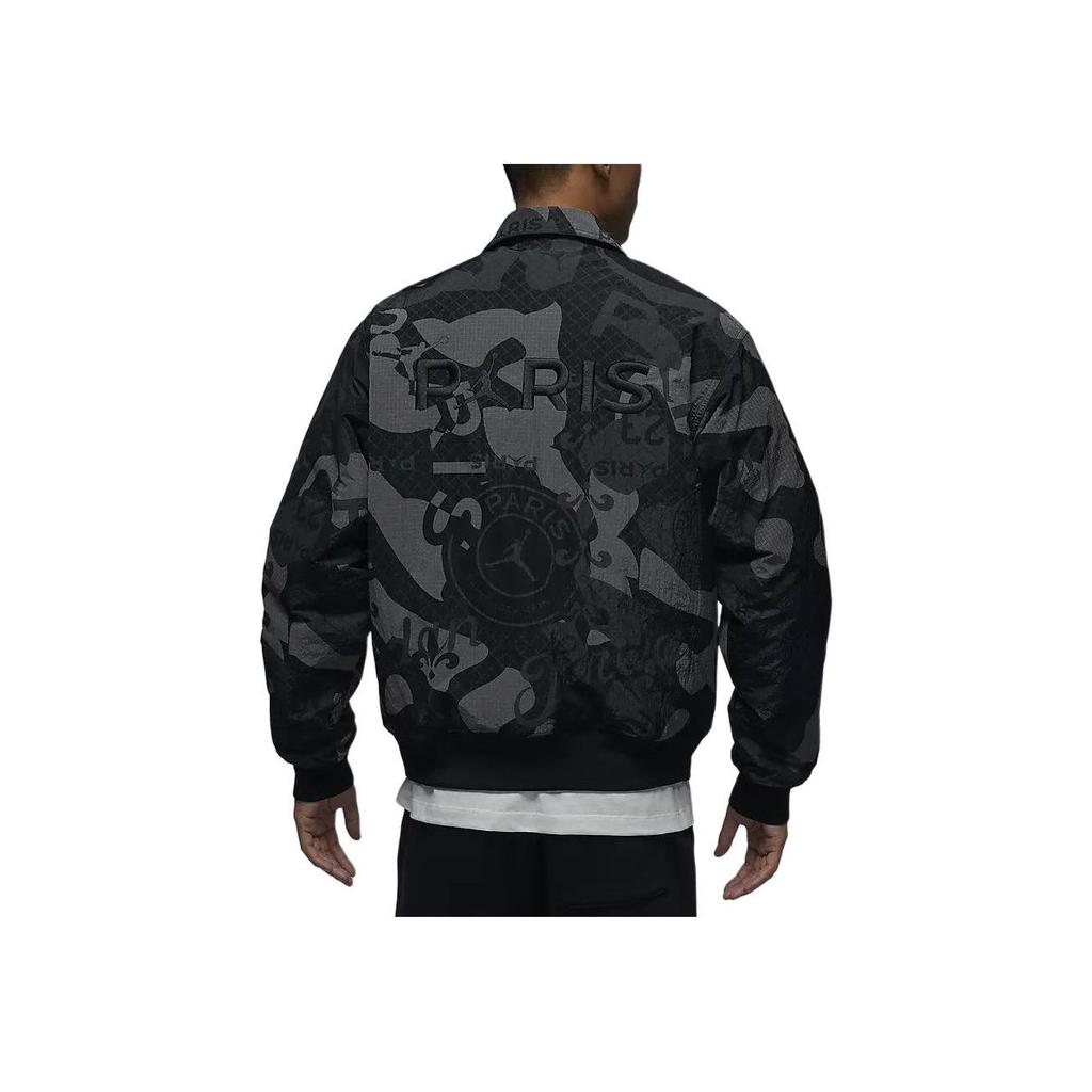 Jordan X PSG Collaboration SS24 Paris Saint-Germain Allover Print Casual Long Sleeve Jacket Men Jacket Black FN5321-010