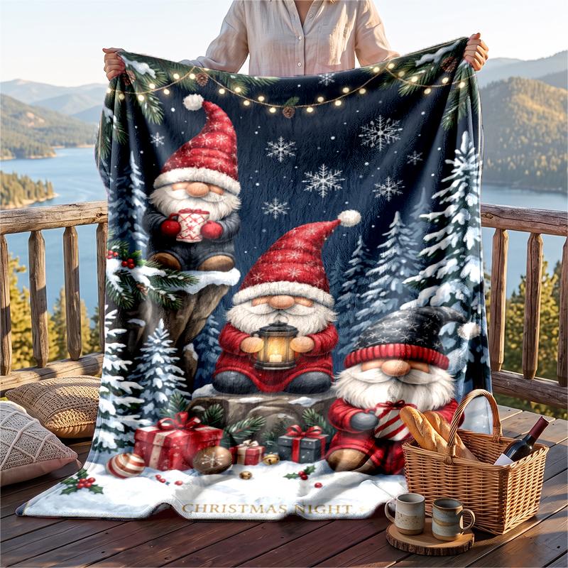 Christmas Flannel Throw Blanket Soft Warm Cozy For Sofa Bed Indoor Home Use Great Holiday Gift