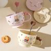 Ceramic Water Cup with Lid Spoon and Afternoon Tea Cup with High Appearance Mug Cartoon Ceramic Cup Cute Cup