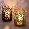 1Pc Nordic Wrought Iron Gold Distressed Hollow Leaf Candle Holders Home Decor Candle Holder Ornaments Wedding Props Handicrafts