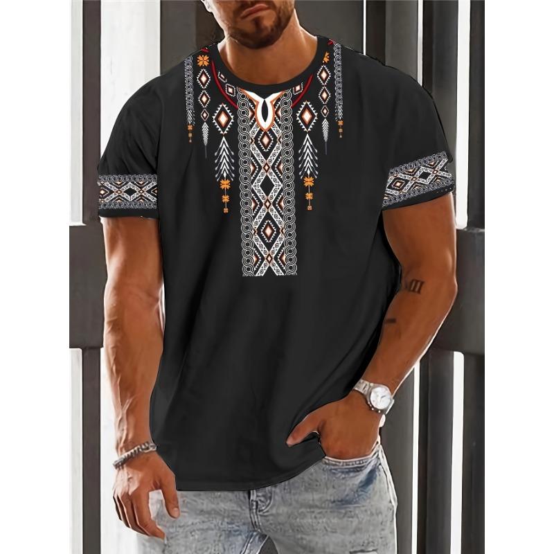 Men's T-Shirts Plus Size Ethnic Style Pattern Graphic Print T-Shirt Summer Short Sleeve Tshirt Oversized Casual T Shirts for Men