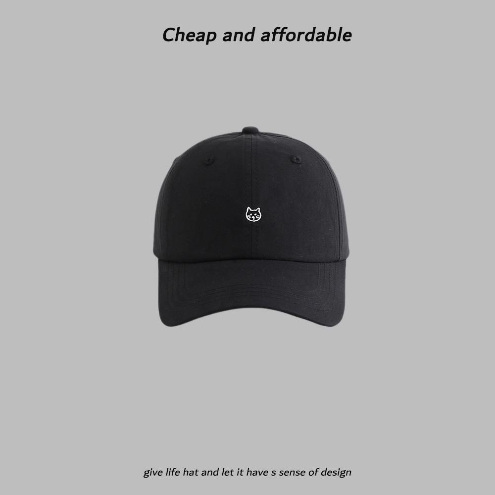 

Милая вышитая бейсболка с котенком, корейская, для девочек, из чистого хлопка, защита от солнца, модная, универсальная бейсболка adjustable