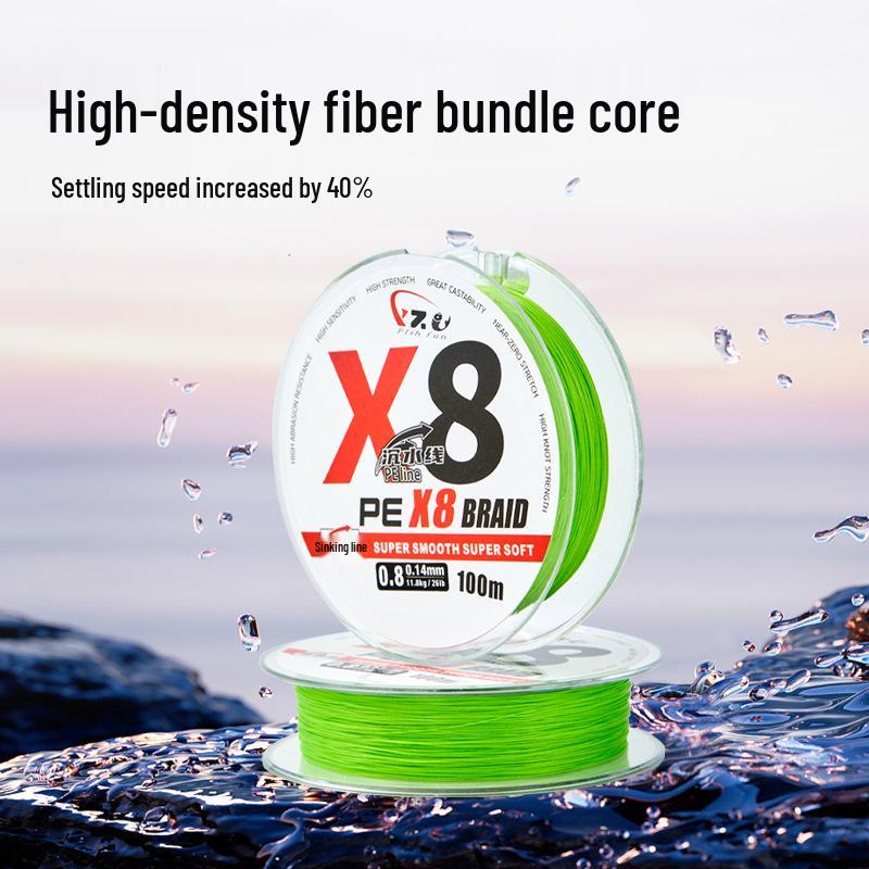 8-Strand Sinking Core-Spun PE Fishing Line: Ultra-Smooth, High Tensile Strength, Ideal for Ya, Perfect for Horse Fish.