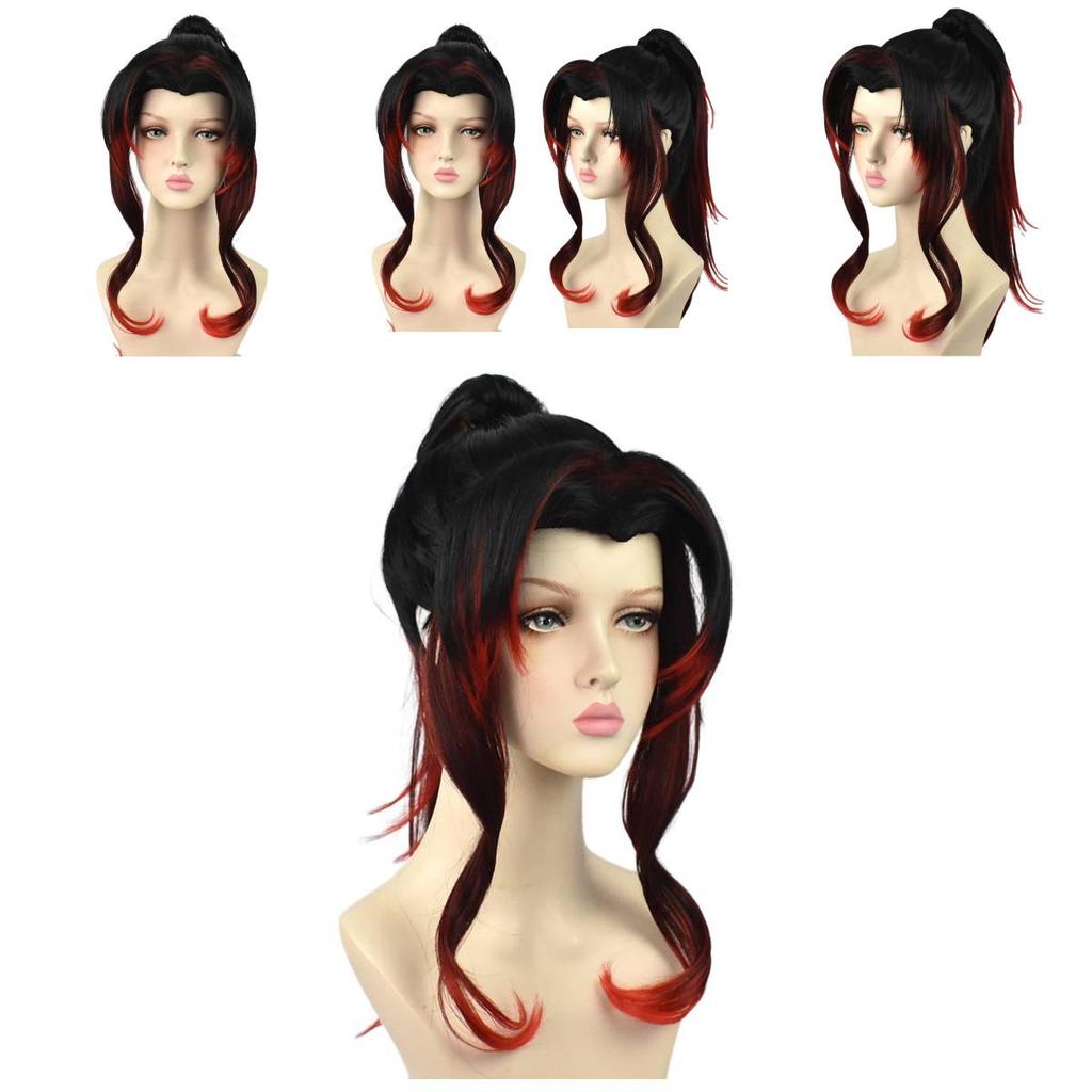 High-temperature Fiber Black Red Gradient Wig Perfect For Anime And Cosplay Fans