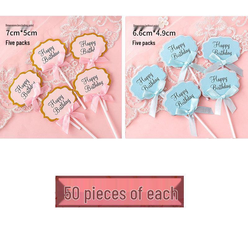 Writable Birthday Cake Decoration Bow with Blessings Card