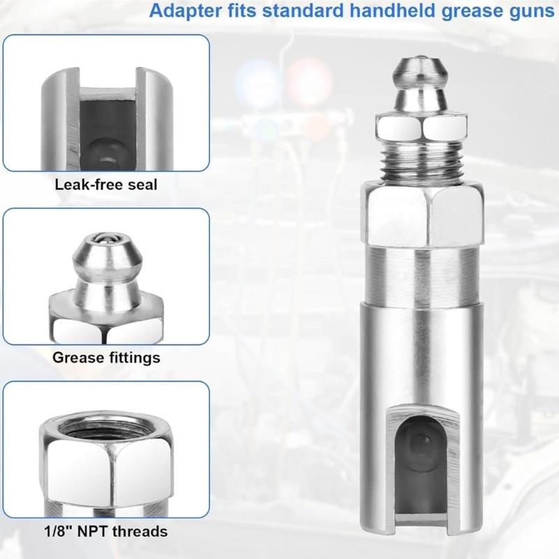 Grease Guns Needle Nozzle Couplers Adapter Lubrication Tool with Double Handle for Hard To Reach Fittings Repair Shops