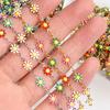 1Meter 7mm Stainless Steel Chain Enamel Daisy Flower KC Gold Color Beaded Chains for DIY Jewelry Making Necklace Bracelet