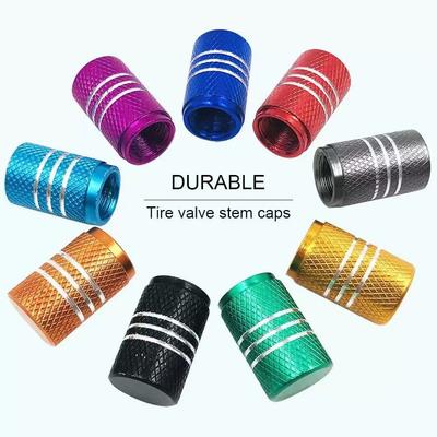 4Pcs Car Tire Valve Stems Cap Knurling Style Tire Valve Cap Aluminum Tire Wheel Stem Air Valve Cap Car Universal Accessories