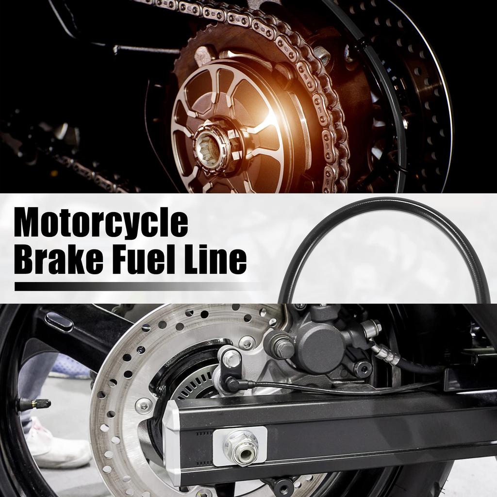 Motoforti Braided Fuel Pipe, Brake Hose, Clutch Throttle Gas Line for ATV Dirt Bikes, 80cm, 10mm, Black