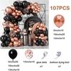 107Pcs Black Rose Gold Balloons Garland Arch Kit Wedding Decor Metal Rose Gold Chrome Balloons Birthday Party Decorations Globos