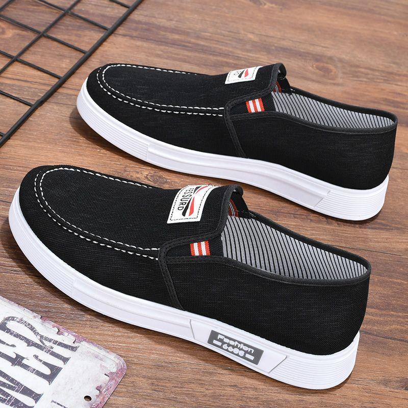 

Старые пекинские тканевые туфли для мужчин, дышащие мужские туфли из летучего трикотажа, нескользящие туфли для вождения на мягкой подошве, ленивые туфли на одну ногу 44