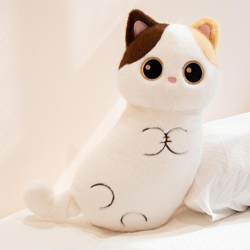Soft Plush Cat Pillow Sleeping Hugging Decorative Stuffed Animal Toy Black Siamese Calico Kitten Cushion Bed Sofa
