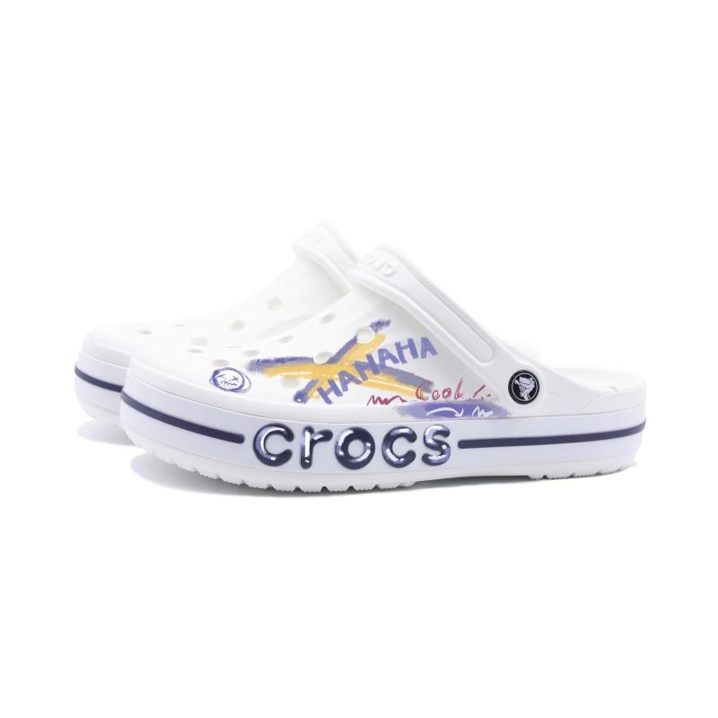 Crocs Bayaband Clog Graffiti Versatile and Comfortable Trend Hole Shoes for Men and Women White