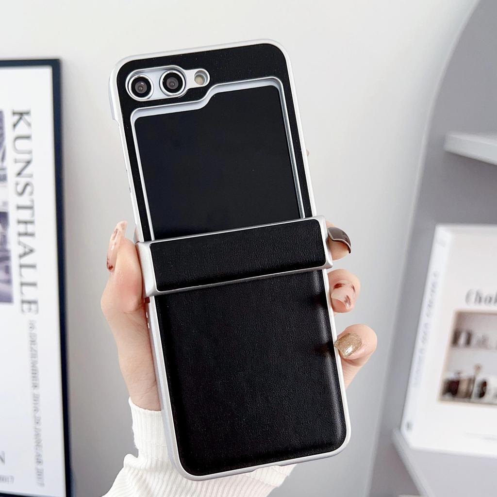 Samsung Z Flip 7 Metallic Morandi Leather Texture Protective Case