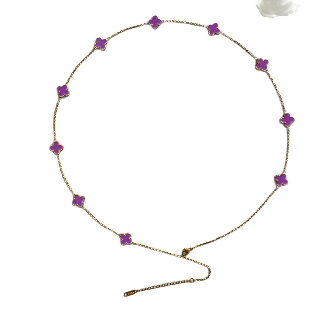 New Four-leaf Clover Ten Flowers 70CM Charm Fashion Double-sided Four-leaf Clover Necklace Titanium Steel Ladies Necklace