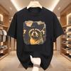 Funny Cowboy Raccoon Unisex Unisex Tshirt Animal Meme Graphic Tee Vintage Comfortable Short Sleeve Loose Tees Streetwear Tops