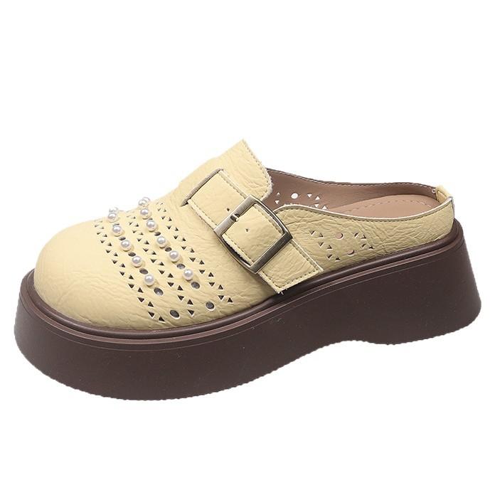 Soft Bottom Non-slip Women's Hollowed-out Versatile Casual 2025 Summer Bag Head Slippers Women's Outer Wear Heelless Lazy Cool Slippers