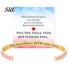 Simple Design Cuff Bracelet This Too Shall Pass Mantra Bracelet, Hidden Message Engarved Fashionable Color Bracelets Inspirational Bangle Adjustable