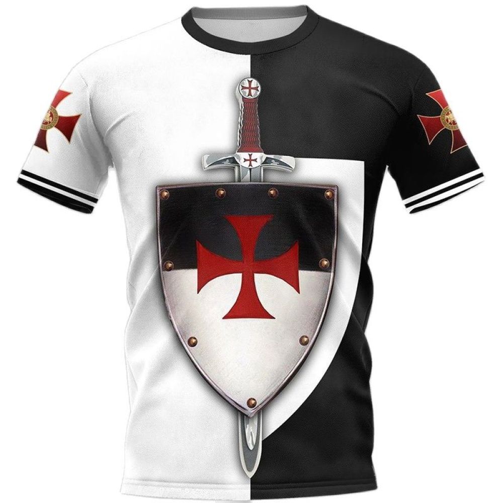 

Модная футболка с 3D принтом Crusader Knights для мужчин, Европа и Америка, винтажная одежда Harajuku, повседневные топы с круглым вырезом и короткими рукавами